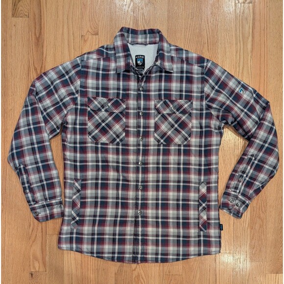 Kuhl Joyrydr Fleece-Lined Plaid Shirt Jacket Men’s Small Pockets Button Shacket - Picture 1 of 8